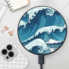 Waves Ocean Sea Pattern Water Tsunami Rough Seas Wireless Fast Charger(black)