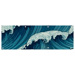 Waves Ocean Sea Pattern Water Tsunami Rough Seas Banner And Sign 9  X 3  by Ravend