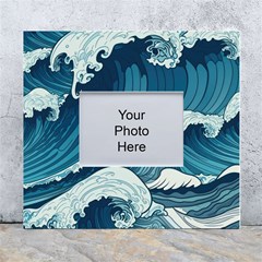 Waves Ocean Sea Pattern Water Tsunami Rough Seas White Wall Photo Frame 5  X 7  by Ravend