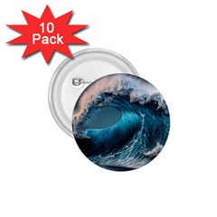 Tsunami Waves Ocean Sea Water Rough Seas 1 75  Buttons (10 Pack) by Ravend