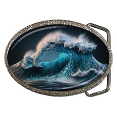 Tsunami Waves Ocean Sea Water Rough Seas Belt Buckles by Ravend