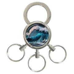 Tsunami Waves Ocean Sea Water Rough Seas 3-ring Key Chain by Ravend