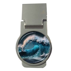 Tsunami Waves Ocean Sea Water Rough Seas Money Clips (round)  by Ravend