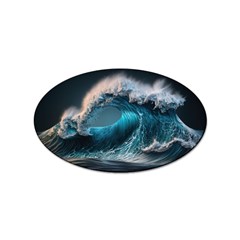 Tsunami Waves Ocean Sea Water Rough Seas Sticker (oval) by Ravend