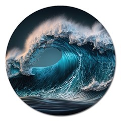 Tsunami Waves Ocean Sea Water Rough Seas Magnet 5  (round) by Ravend