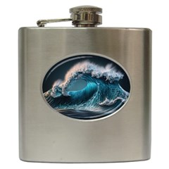 Tsunami Waves Ocean Sea Water Rough Seas Hip Flask (6 Oz) by Ravend