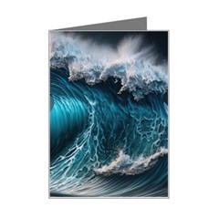 Tsunami Waves Ocean Sea Water Rough Seas Mini Greeting Card by Ravend