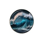 Tsunami Waves Ocean Sea Water Rough Seas Hat Clip Ball Marker Front