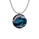 Tsunami Waves Ocean Sea Water Rough Seas 1  Button Necklace Front