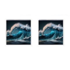 Tsunami Waves Ocean Sea Water Rough Seas Cufflinks (square) by Ravend