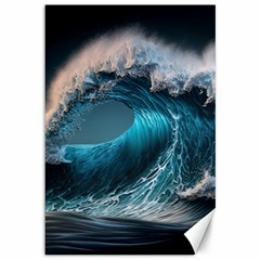 Tsunami Waves Ocean Sea Water Rough Seas Canvas 12  X 18  by Ravend