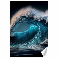 Tsunami Waves Ocean Sea Water Rough Seas Canvas 24  X 36  by Ravend