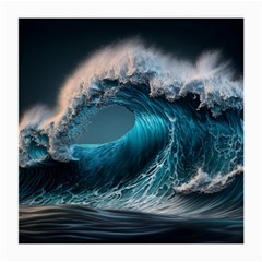 Tsunami Waves Ocean Sea Water Rough Seas Medium Glasses Cloth (2 Sides) by Ravend