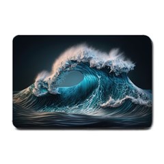 Tsunami Waves Ocean Sea Water Rough Seas Small Doormat by Ravend