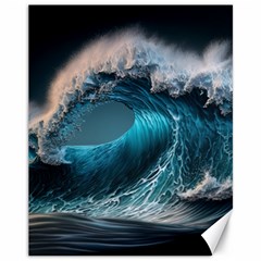 Tsunami Waves Ocean Sea Water Rough Seas Canvas 11  X 14  by Ravend