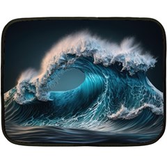 Tsunami Waves Ocean Sea Water Rough Seas One Side Fleece Blanket (mini) by Ravend