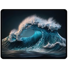 Tsunami Waves Ocean Sea Water Rough Seas One Side Fleece Blanket (large) by Ravend