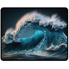 Tsunami Waves Ocean Sea Water Rough Seas One Side Fleece Blanket (medium) by Ravend