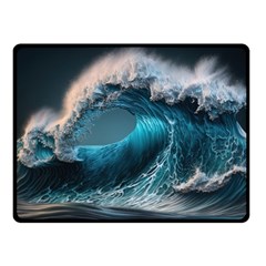 Tsunami Waves Ocean Sea Water Rough Seas One Side Fleece Blanket (small) by Ravend