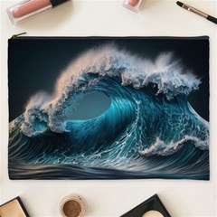 Tsunami Waves Ocean Sea Water Rough Seas Cosmetic Bag (xxxl) by Ravend