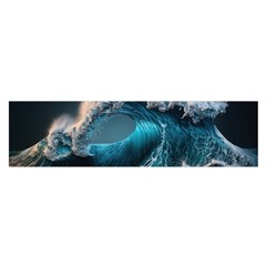 Tsunami Waves Ocean Sea Water Rough Seas Oblong Satin Scarf (16  X 60 ) by Ravend