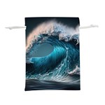 Tsunami Waves Ocean Sea Water Rough Seas Lightweight Drawstring Pouch (L) Front