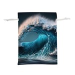 Tsunami Waves Ocean Sea Water Rough Seas Lightweight Drawstring Pouch (L) Back