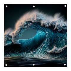 Tsunami Waves Ocean Sea Water Rough Seas Banner And Sign 3  X 3  by Ravend