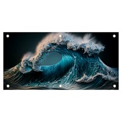 Tsunami Waves Ocean Sea Water Rough Seas Banner And Sign 6  X 3  by Ravend