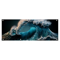 Tsunami Waves Ocean Sea Water Rough Seas Banner And Sign 8  X 3  by Ravend