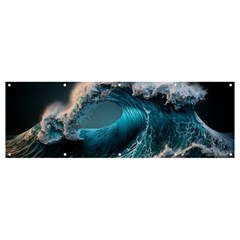 Tsunami Waves Ocean Sea Water Rough Seas Banner And Sign 12  X 4  by Ravend