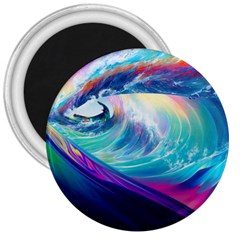 Waves Ocean Sea Tsunami Nautical Nature Water 3  Magnets by Ravend