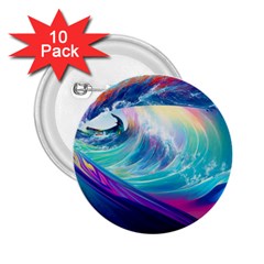 Waves Ocean Sea Tsunami Nautical Nature Water 2 25  Buttons (10 Pack)  by Ravend