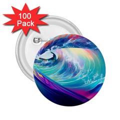 Waves Ocean Sea Tsunami Nautical Nature Water 2 25  Buttons (100 Pack)  by Ravend