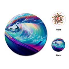 Waves Ocean Sea Tsunami Nautical Nature Water Playing Cards Single Design (round) by Ravend