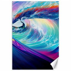 Waves Ocean Sea Tsunami Nautical Nature Water Canvas 12  X 18  by Ravend