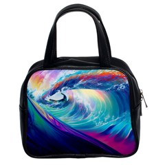 Waves Ocean Sea Tsunami Nautical Nature Water Classic Handbag (two Sides) by Ravend