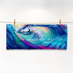 Waves Ocean Sea Tsunami Nautical Nature Water Hand Towel by Ravend