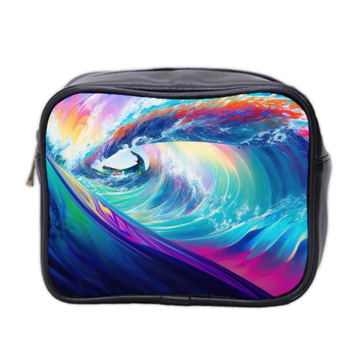 Waves Ocean Sea Tsunami Nautical Nature Water Mini Toiletries Bag (Two Sides)