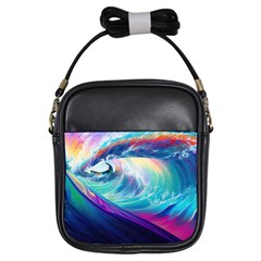 Waves Ocean Sea Tsunami Nautical Nature Water Girls Sling Bag by Ravend