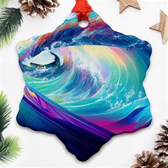 Waves Ocean Sea Tsunami Nautical Nature Water Ornament (snowflake) by Ravend