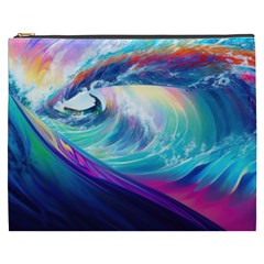 Waves Ocean Sea Tsunami Nautical Nature Water Cosmetic Bag (xxxl) by Ravend