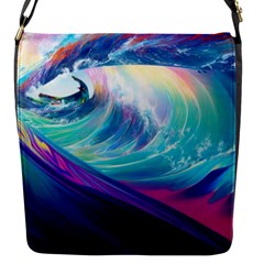 Waves Ocean Sea Tsunami Nautical Nature Water Flap Closure Messenger Bag (s) by Ravend