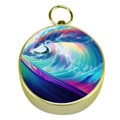 Waves Ocean Sea Tsunami Nautical Nature Water Gold Compasses by Ravend