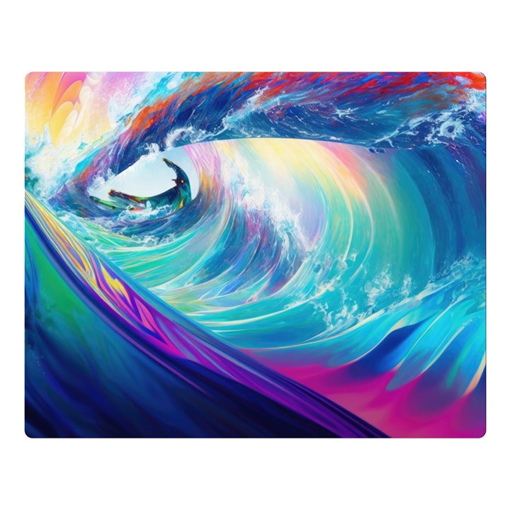 Waves Ocean Sea Tsunami Nautical Nature Water Premium Plush Fleece Blanket (Large)