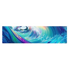 Waves Ocean Sea Tsunami Nautical Nature Water Oblong Satin Scarf (16  X 60 ) by Ravend