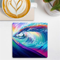 Waves Ocean Sea Tsunami Nautical Nature Water Uv Print Square Tile Coaster  by Ravend