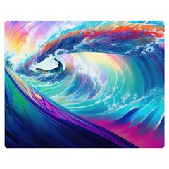 Waves Ocean Sea Tsunami Nautical Nature Water One Side Premium Plush Fleece Blanket (medium)