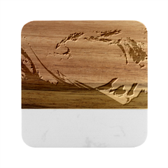 Waves Ocean Sea Tsunami Nautical Nature Water Marble Wood Coaster (square)