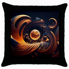 Ai Generated Swirl Space Design Fractal Light Abstract Throw Pillow Case (black) by Ravend